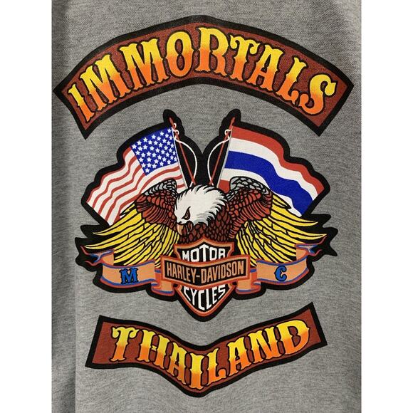Vintage Harley Davidson Immortals Thailand Gray Polo Shirt Men’s Size Medium - Picture 4 of 7
